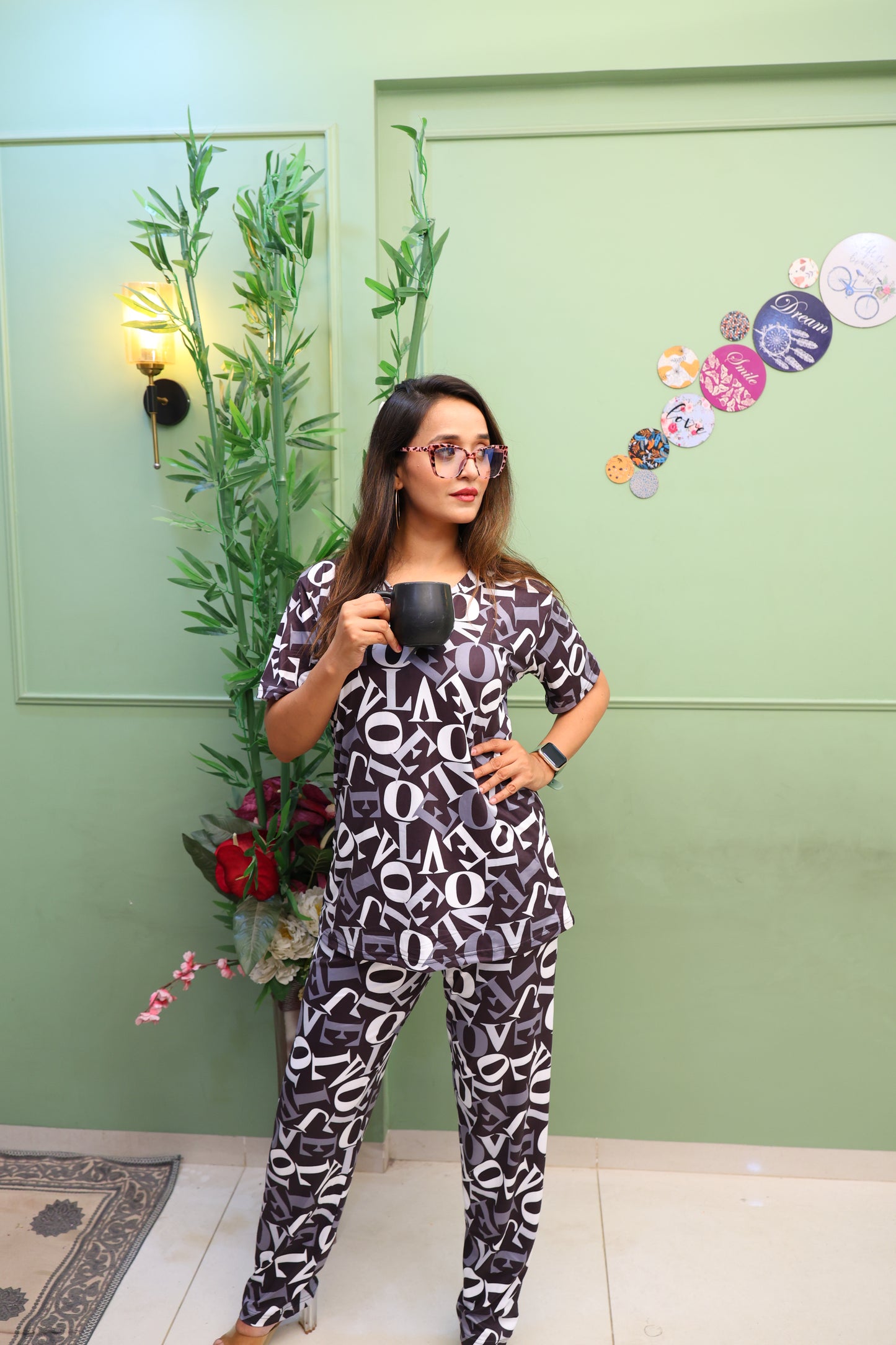 Active Girls T shirt & Pyjama Combo set