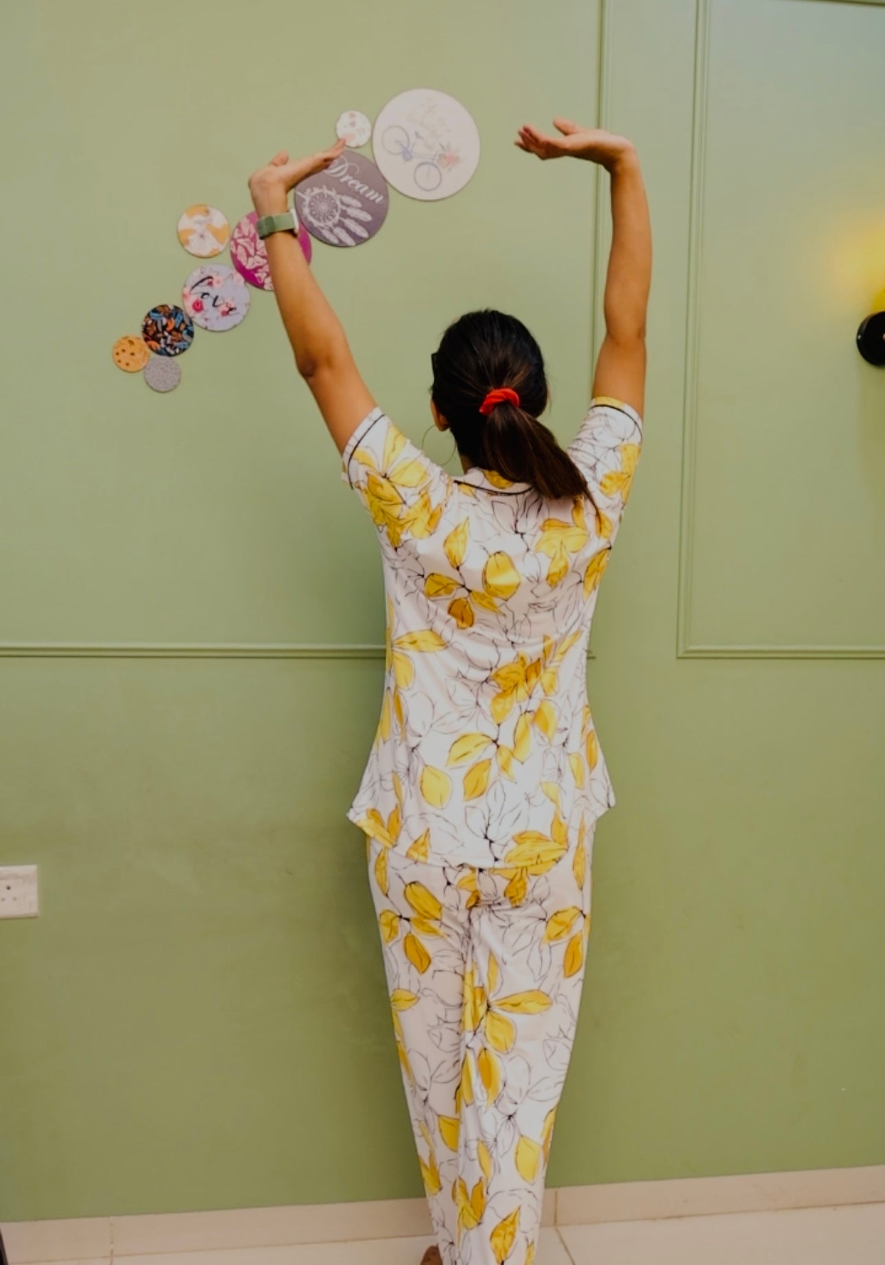Trendy Pyjama set with border piping shirt