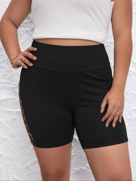 Tiger Print Side Strip Gym Yoga Daily Wear Shorts