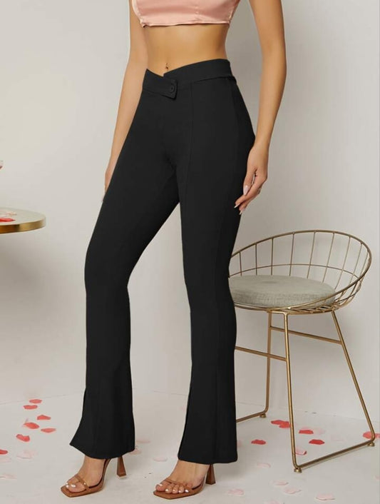 Premium Women's Elegant Flare Leg High Waist Pants .