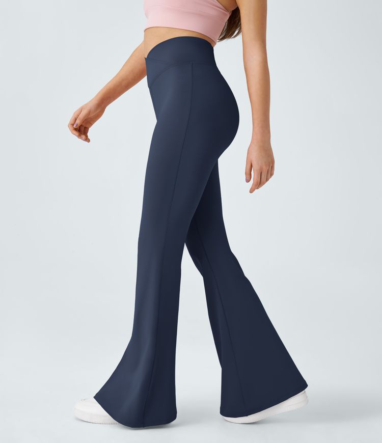 High-Waist Crossover Flare Yoga Pants for Women