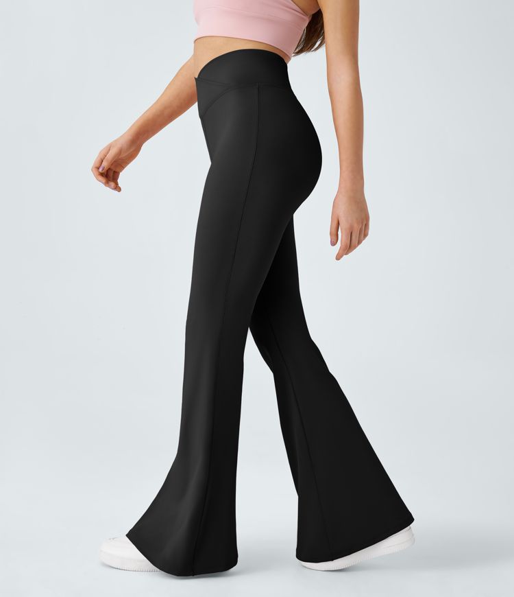 High-Waist Crossover Flare Yoga Pants for Women