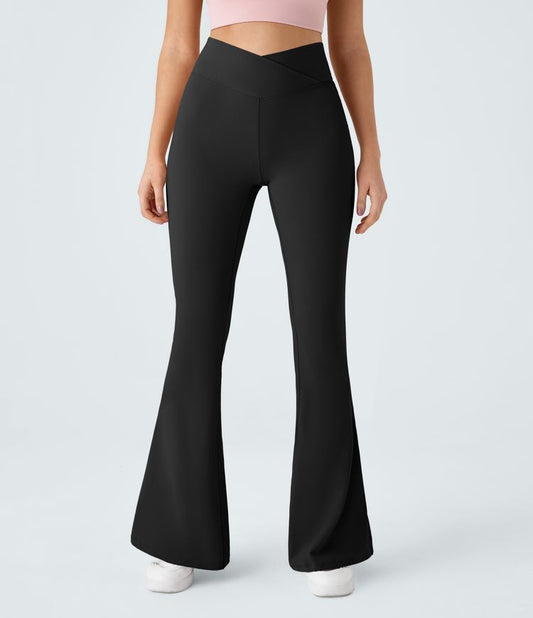 High-Waist Crossover Flare Yoga Pants for Women