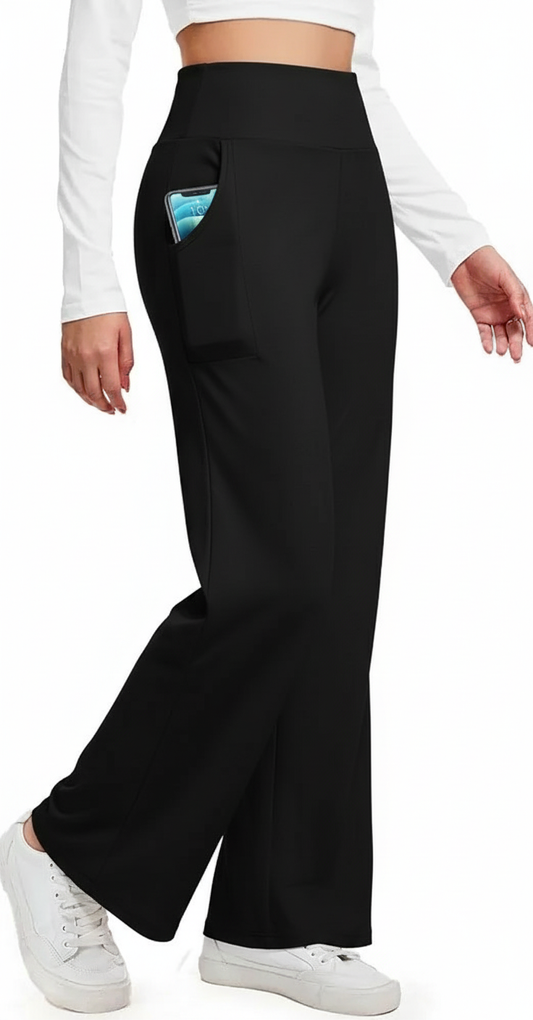 Wide Leg Pants for Women High Waist with Pockets, Comfy Stretch Casual Yoga Work Lounge Sweatpants