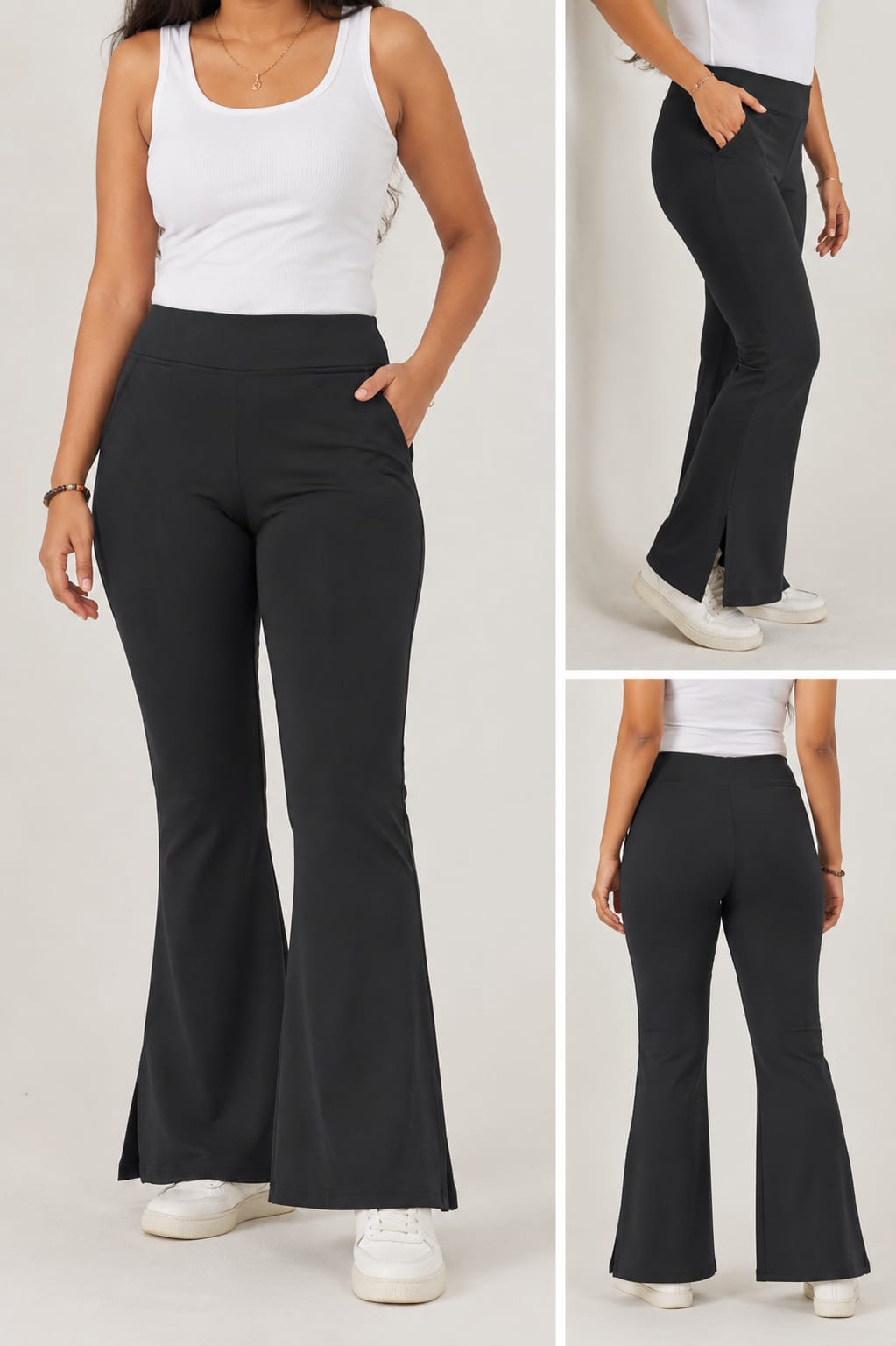 Black Flared Slit Trousers