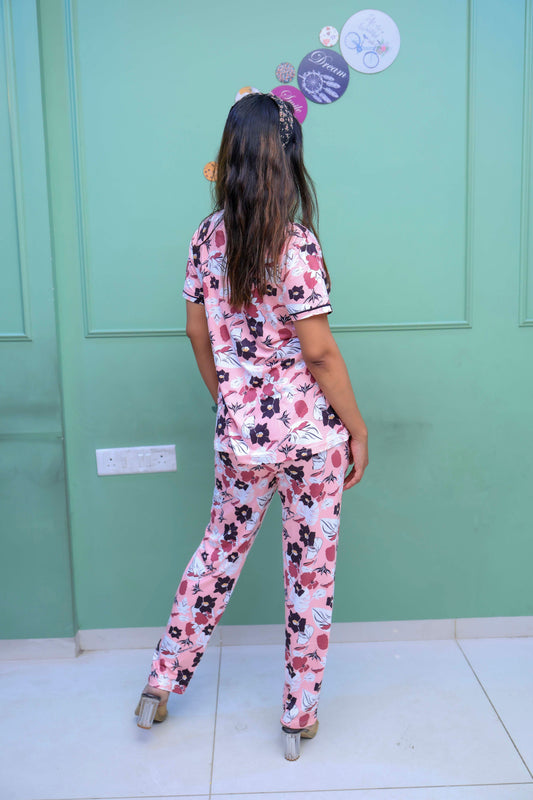 Trendy Pyjama set with border piping shirt