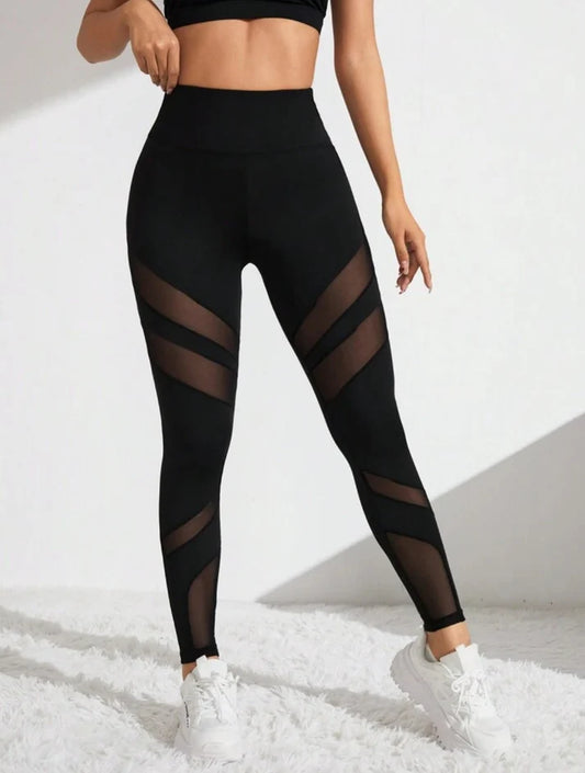 Women's Black Mesh Panel Activewear Leggings - Combo Pack (2 Pcs)