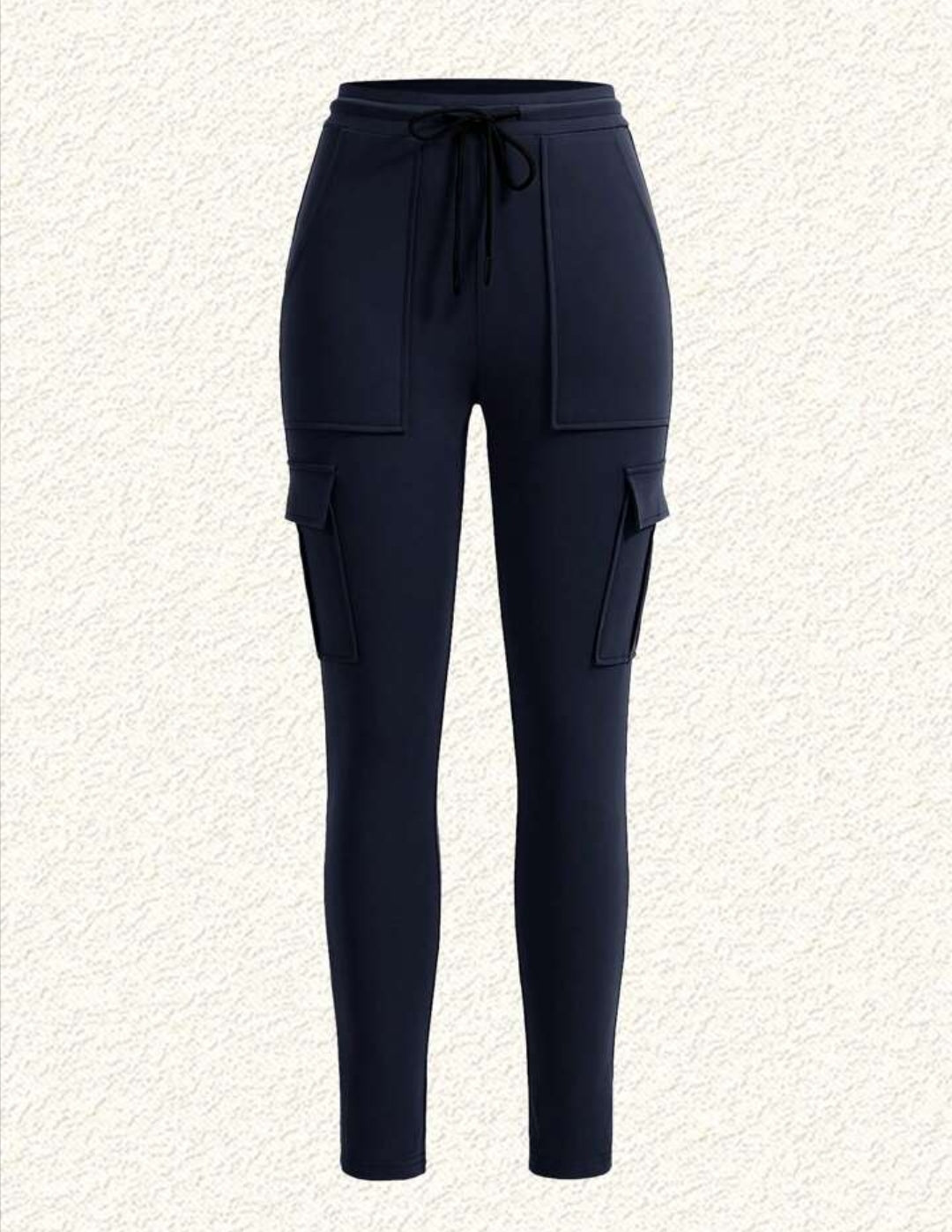 EZwear Plus Size Women Waistband Pocket Skinny Black Leggings, Casual