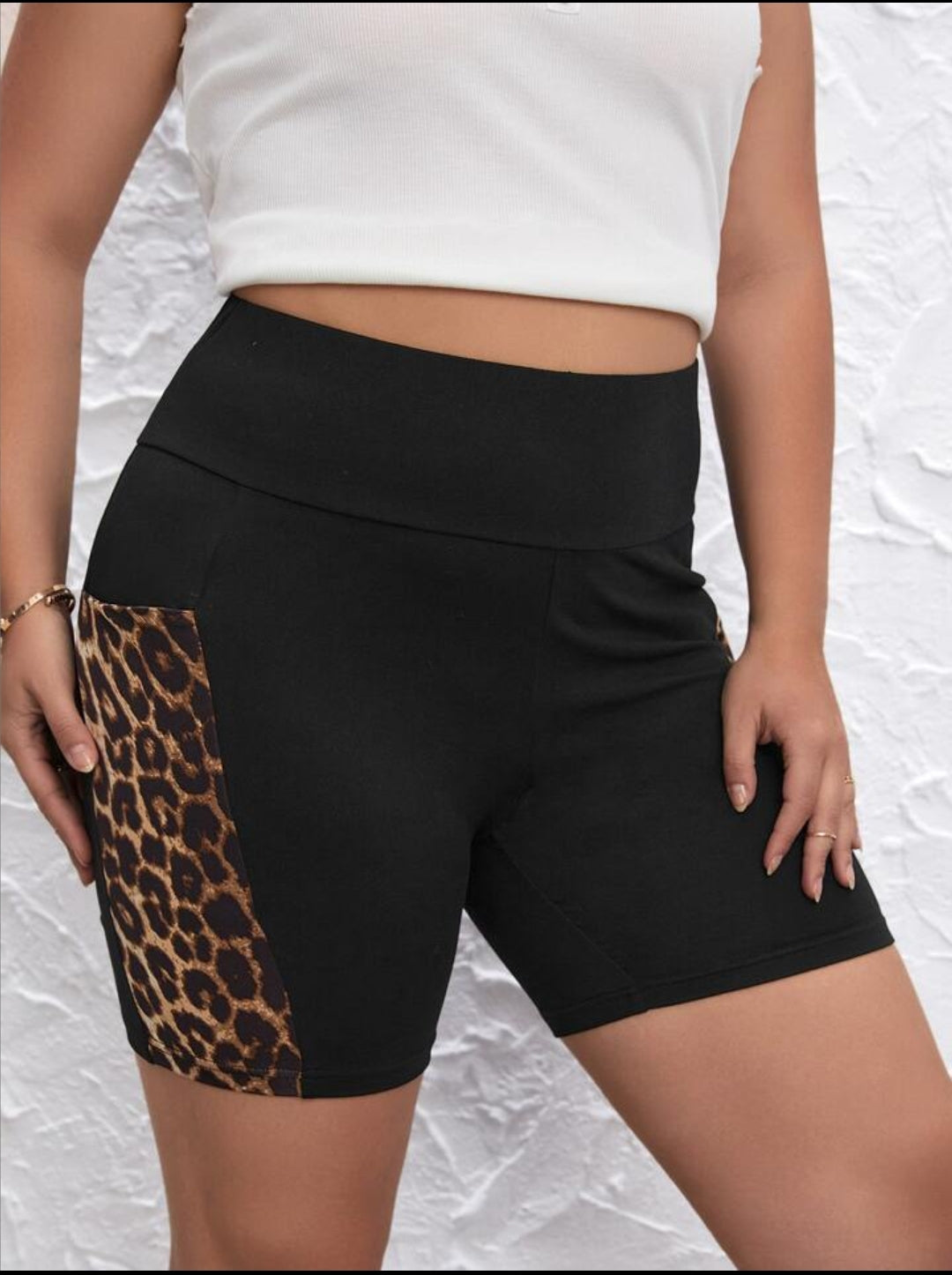 Tiger Print Side Strip Gym Yoga Daily Wear Shorts