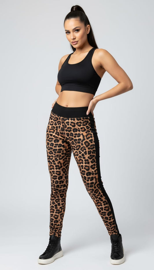 Leopard Print High-Waist Leggings with Side Pockets