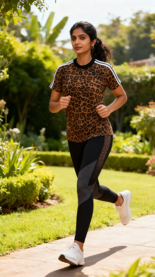 Leopard Print Women’s Sporty Running T-Shirt