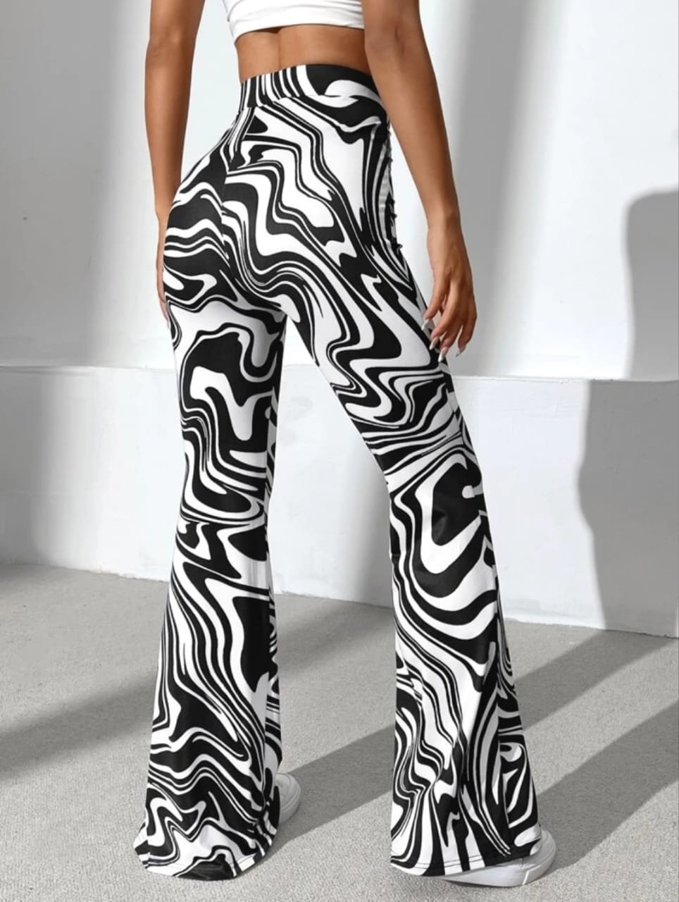 Jalkhukadi Women's Pants Marbel Print Flare Leg Pants Pant for Women