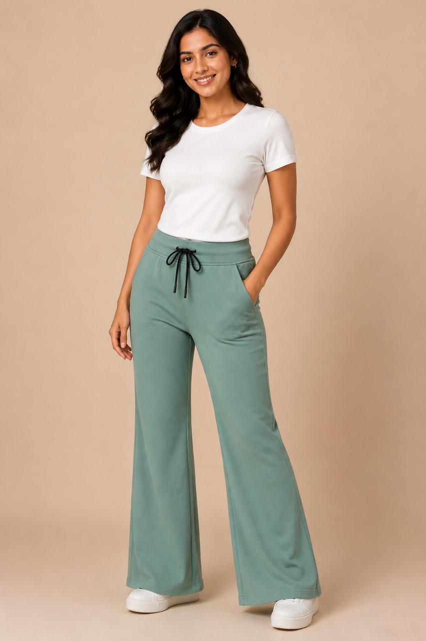 Sage Green Wide-Leg Lounge Pants
